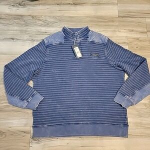Vineyard Vines Overdyed 1/4-Snap Shep Shirt, NWT -‎ Men's L - Blue Stripe $128